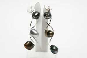 Pendientes de perlas de Tahití 8-9 mm multicolor 18 kWg - Imagen 1 de 4