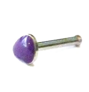 Nose Bone Ring Heart Purple 2.5mm Head 20 Gauge 1/4" Steel - Picture 1 of 3