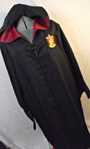HALLOWEEN Harry Potter Gryffindor Black Cape Cloak Coat Pointed Hood Adult XXL - Picture 1 of 10