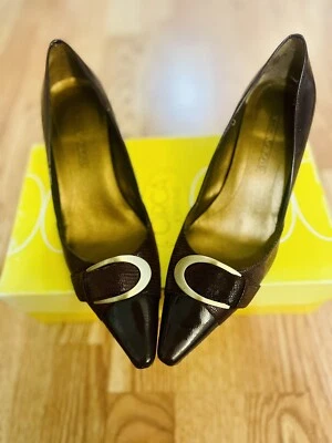 Joan & David Circa Berenjena Púrpura Hebilla Gatito Tacón Bomba Talla 6 Foto 1 de 4