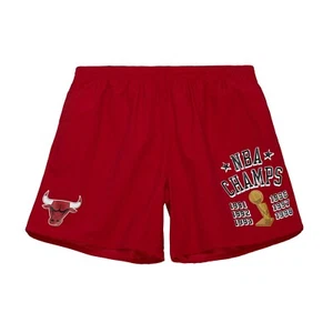 Chicago Bulls Mitchell & Ness 6x Champions Heritage pantaloncini - Rosso - Foto 1 di 5
