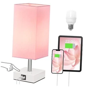 Touch Control Table Lamp with 2 USB Charging Ports, 3 Way Touch Lamps A:pink - Picture 1 of 6