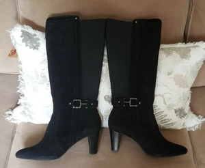 Anne Klein - AKGAELYN - Black Suede Boots - 8.5 M - New in Box - Picture 1 of 12