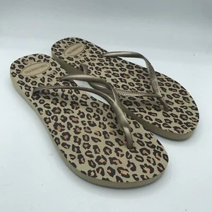 Havaianas Women’s Sz 11/12 Flip Flops Sandal Brown Gold EUC Worn once! - Picture 1 of 8