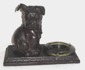 Vintage Nuart Scottie Hund/Welpe Aschenbecher ~ Metall Glaseinsatz ~ Scottish Terrier - Bild 1 von 17