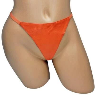 Orange Leather G-String Panty Elastic Back Stretch Thong Underwear Panties L9860 - Image 1 of 3