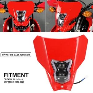LED Headlight Halo DRL Lamp W/ Red Fairing For Honda CRF450RX CRF450L CRF450RL - Picture 1 of 16