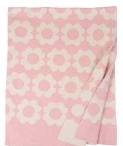 Manta Bebé Reversible Orla Kiely - Rosa Flor Niña Nueva HABITACIÓN BEBÉ NIÑA BEIGE Foto 1 de 1
