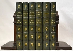 1907-1909 JANE AUSTEN SET 6 VOLUME LEATHER COLORED ILLUSTRATIONS by BROCK FINE!! - Picture 1 of 12