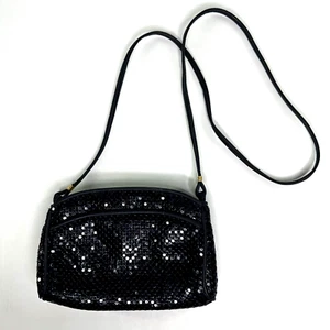Whiting & Davis Mesh Shoulder Bag Navy Blue Vintage Purse Formal Party Crossbody - Picture 1 of 18