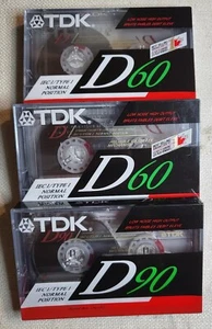 TDK Normal D60/90 Position Cassette Tapes - Lot of 3 - Foto 1 di 6