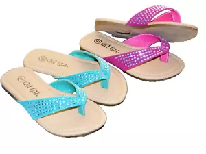 NIB ADORABLE TODDLER GIRLS RHINESTONE Slip On SANDALS 5T PINK or 6T MINT - Picture 1 of 11