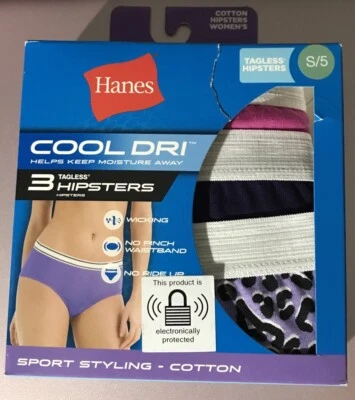 Hanes 3 Pack Cool Dri Cotton Hipster Underwear Tag-less 100% Cotton Size S/5 - Image 1 of 2