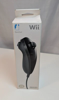 Nintendo Wii Nunchuck, Negro, Original/Oficial OEM, Nuevo En Caja Foto 1 de 4
