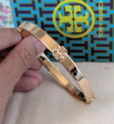 Tory Burch Classic Logo Hinge Bangle 168864 IN TORY GOLD - Image 1 of 4