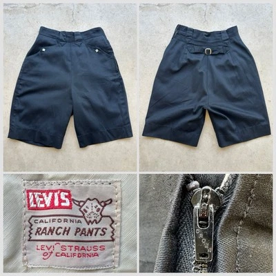 50s Levis Shorthorn Western Pearl Snap Cinch Back Gabardine Side Zip Shorts VTG - Image 1 of 4
