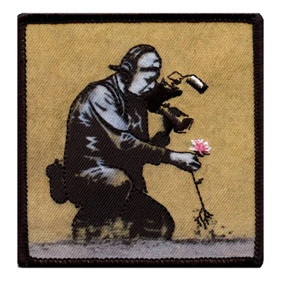 Banksy Flower Puller Embroidered Iron On PhotoPatch - Image 1 of 2