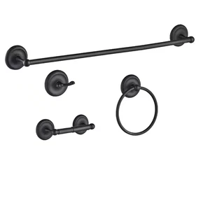 Set ferramenta da bagno 4 pezzi con ferramenta di montaggio inclusa colore nero - Foto 1 di 9