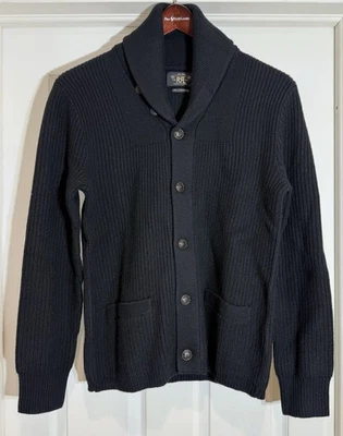 Cárdigan cuello chal texturizado doble RL nuevo con etiquetas talla pequeña 100 % cachemir RRL $795 Foto 1 de 4