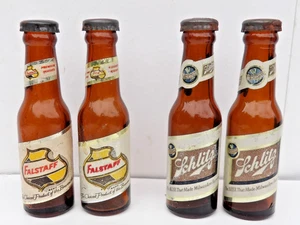 2 PARES de BOTELLA DE CERVEZA DE VIDRIO vintage sal pimienta agitadores SCHLITZ + FALSTAFF $14.95 - Imagen 1 de 8
