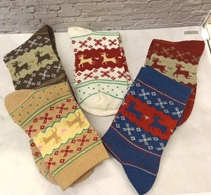 Christmas Ankle Socks Ladies Size 4-7 Pack of 5 Nordic Designs Gift Idea - Picture 1 of 1