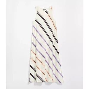 LOFT Lou & Grey Size XL Striped Slub Jersey Tank Midi Dress Scoop Neck Side Slit - Picture 1 of 11