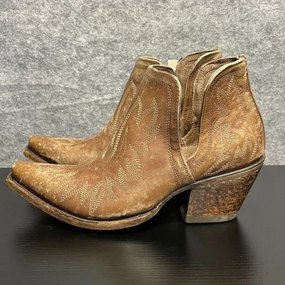 Ariat Dixon Boots Womens 8.5B Brown Naturally Distressed Leather Western Booties - Image 1 of 4