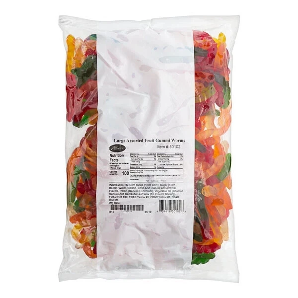 Albanese Large Assorted Fruit Gummi Worms 5 lb. - Image 1 of 1