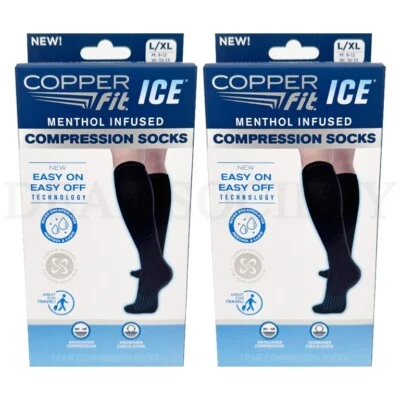 Copper Fit womens Ice Menthol Infused Compression Socks L/XL Lot of 2 - Image 1 of 3