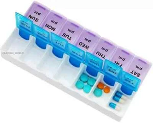 ORGANIZZATORE PILLOLE 7 GIORNI SETTIMANALI Box Tablet Giorno e Notte AM PM Dispenser Farmaci UK - Foto 1 di 3