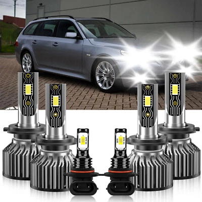 For BMW 545i 2004-2006 LED Headlight High Low+Fog Light Bulbs Kit Super Bright - Image 1 of 4