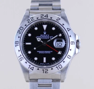 Rolex Uhr Explorer II 16570 black Dial Tritium schwarz Klassiker S-Serie GMT B+P - Bild 1 von 4