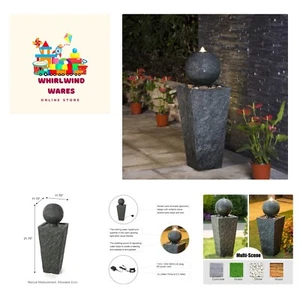 Outdoor Water Fountain with LED Light, Decorative Sphere Pedestal Fountain wi... - Picture 1 of 9