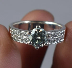 1.24 Ct Blue Diamond Solitaire Round Cut Certified Ring Father's Day Discount - Picture 1 of 7