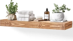 48X3X7In Solid Wood Floating Shelf – Wood Natural Wall Mounted Fireplace Mantel - Picture 1 of 8