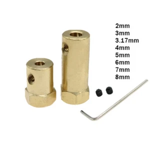 Brass Hexagon Coupling Flange Shaft Coupler Joint Tire Connector 2,3,4,5，6,7,8mm - Picture 1 of 13