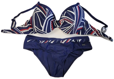 Naturana Frauen Bademode Damen Bikini Bügel marine-weiss-rot Cup F Gr. 36 - 46 - Bild 1 von 4