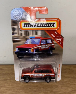 MATCHBOX MBX RESCUE JEEP CHEROKEE POLICE RIVER VALLEY FIRE RESCUE RED #12/20 - Image 1 of 3