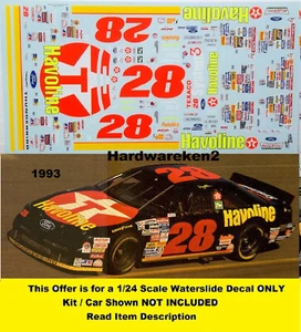 Calcomanía NASCAR #28 Havoline 1993 Ford Thunderbird Davey Allison 1/24  - Imagen 1 de 11