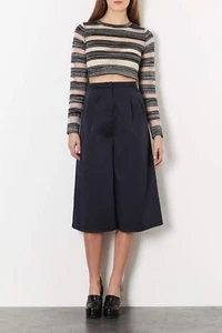 Topshop Damen Marine Premium Satin Hohe Taille Culotte Shorts Größe 8 - Bild 1 von 3