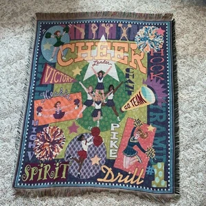 Blanket Cheerleader Woven Throw School Spirit Drill Dance Team Victory Award - Picture 1 of 9