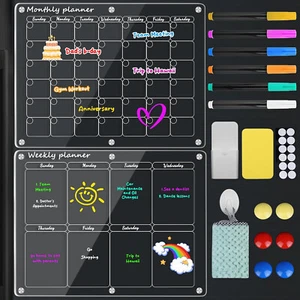 Calendario/Pianificatore Magnetico Acrilico per Frigo 16"x12" Pollici Include 6 Marcatori - Foto 1 di 9