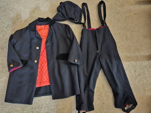 Vintage Boys Childs Youth 1960.s Wool Three Piece Suit Black - Picture 1 of 4