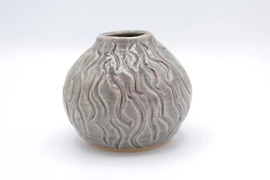 Gray Studio Art Pottery Vase Signed Carved Glazed Mid Century Modern - Picture 1 of 8
