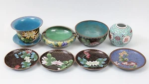 Antik & Vintage Chinesisch Klein Cloisonne Lot Schmuck Schale Tablett Schale Aschenbecher - Bild 1 von 14