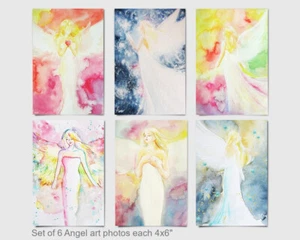Colorful Angel Art Photo Set 🎔 Mindful Room Home 🎔 Spiritual Angels Poster Pic - Picture 1 of 2