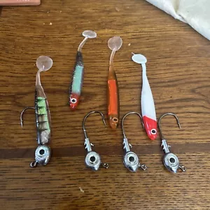 4 pcs Unpainted/Swimbait Jig Heads with 3D Eyes 1/2 Oz Soft Tail Swim Bait Head - Picture 1 of 12