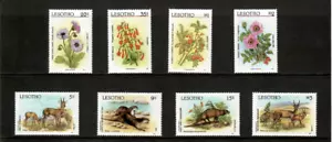 Lesotho 1987 - Animali fiori fauna - Set di 8 francobolli - Scott #583-90 - nuovi di zecca - Foto 1 di 1