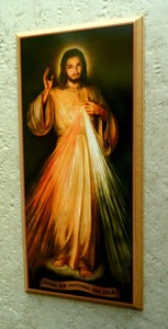 3 Stück Barmherziger Jesus Wandbild auf Holz Christus Auferstehung