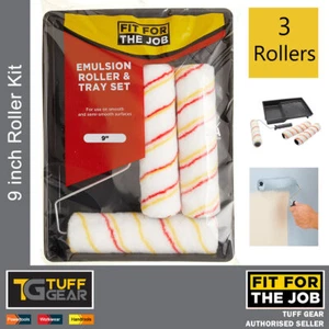 FFJ 9 Inch Roller DIY Kit 3 Paint Roller Heads Painters Decorators Emulsion Set - Picture 1 of 4